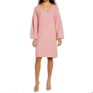Rachel Parcell Blush V-Neck Sweater Dress